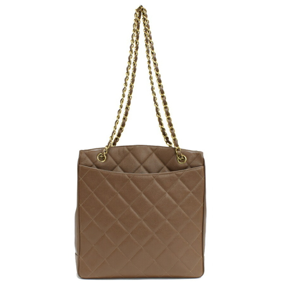 Chanel Chain Tote Bag Brown Caviar Leather Coco Mark Gold - Picture 3 of 9